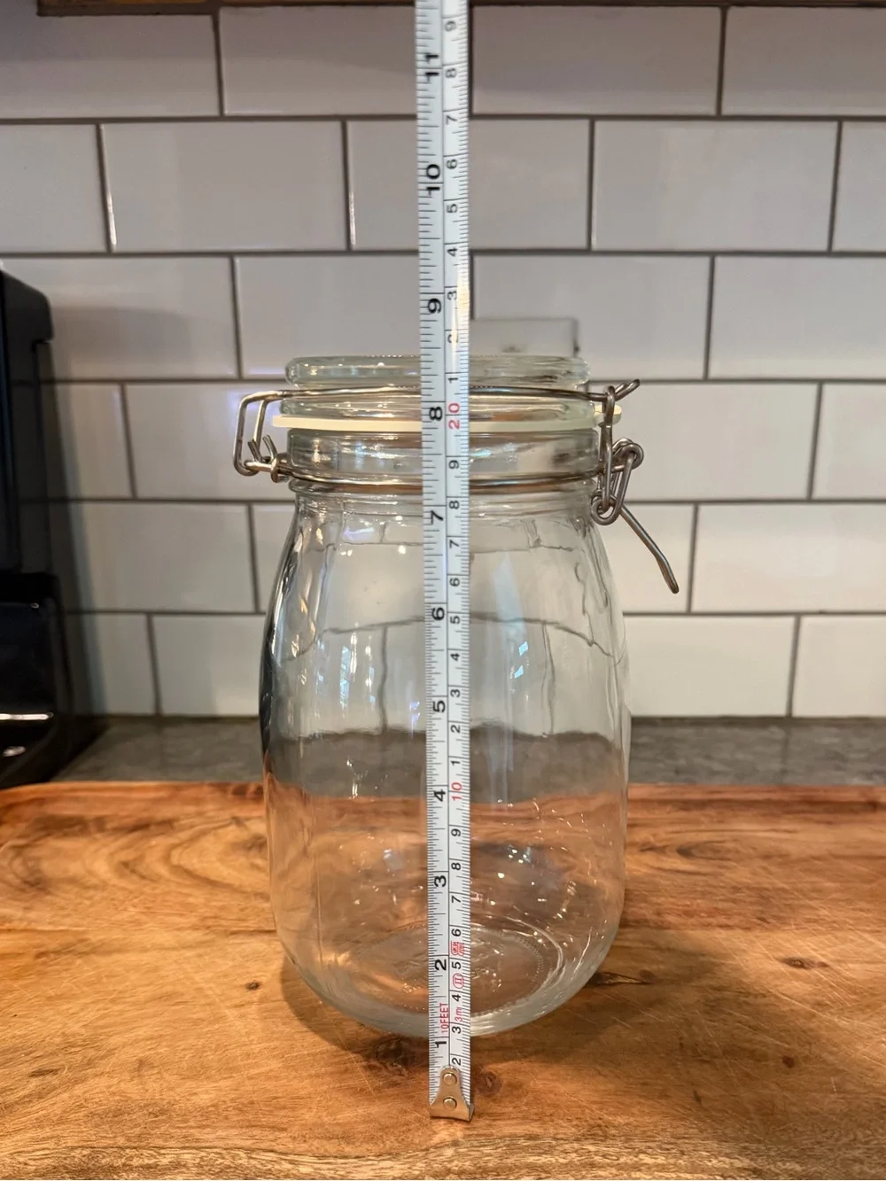 (4) Storage Jars w/ hinged lids - tight seal - 1 IKEA KORKEN 1.9 qt + 3 Mason